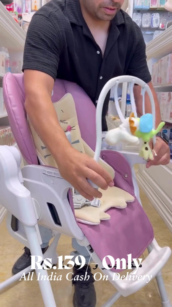 Baby Highchair, 4-in-1 Folding Infant High Chair with Removable Tray, Storage Basket and 5-Point Harness, Adjustable Toddler Dining Feeding Chairs for 6-36 Months - Image 3