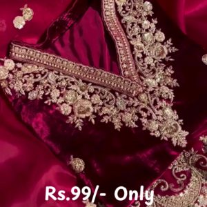 Premium Red Zari Embroidery Velvet Suit Set With Dupatta