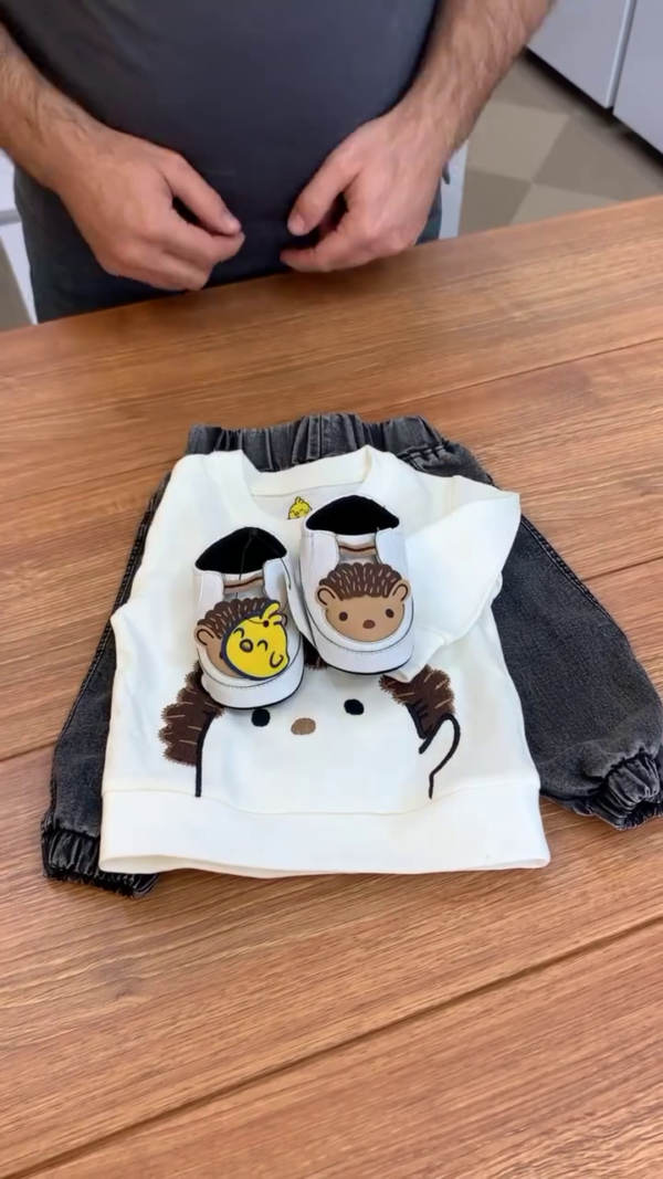 Adorable Baby Boy Clothing Set with Soft Shoes and Accessories - Image 3