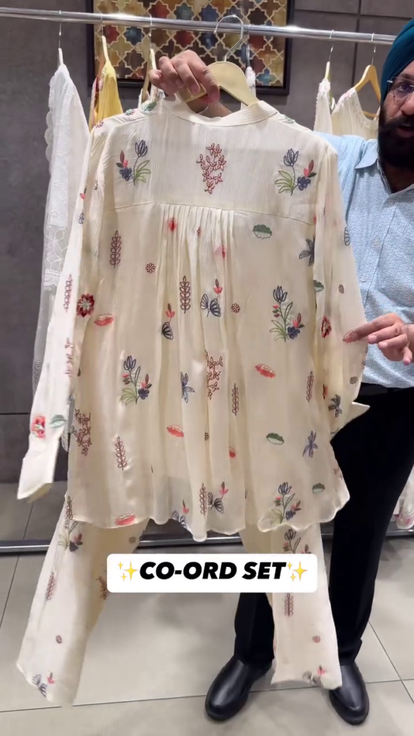Pure tissue long straight Co-ord Sets for Women - Image 3