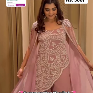 Beautiful embellished skirt with long embroidered front cut kurta